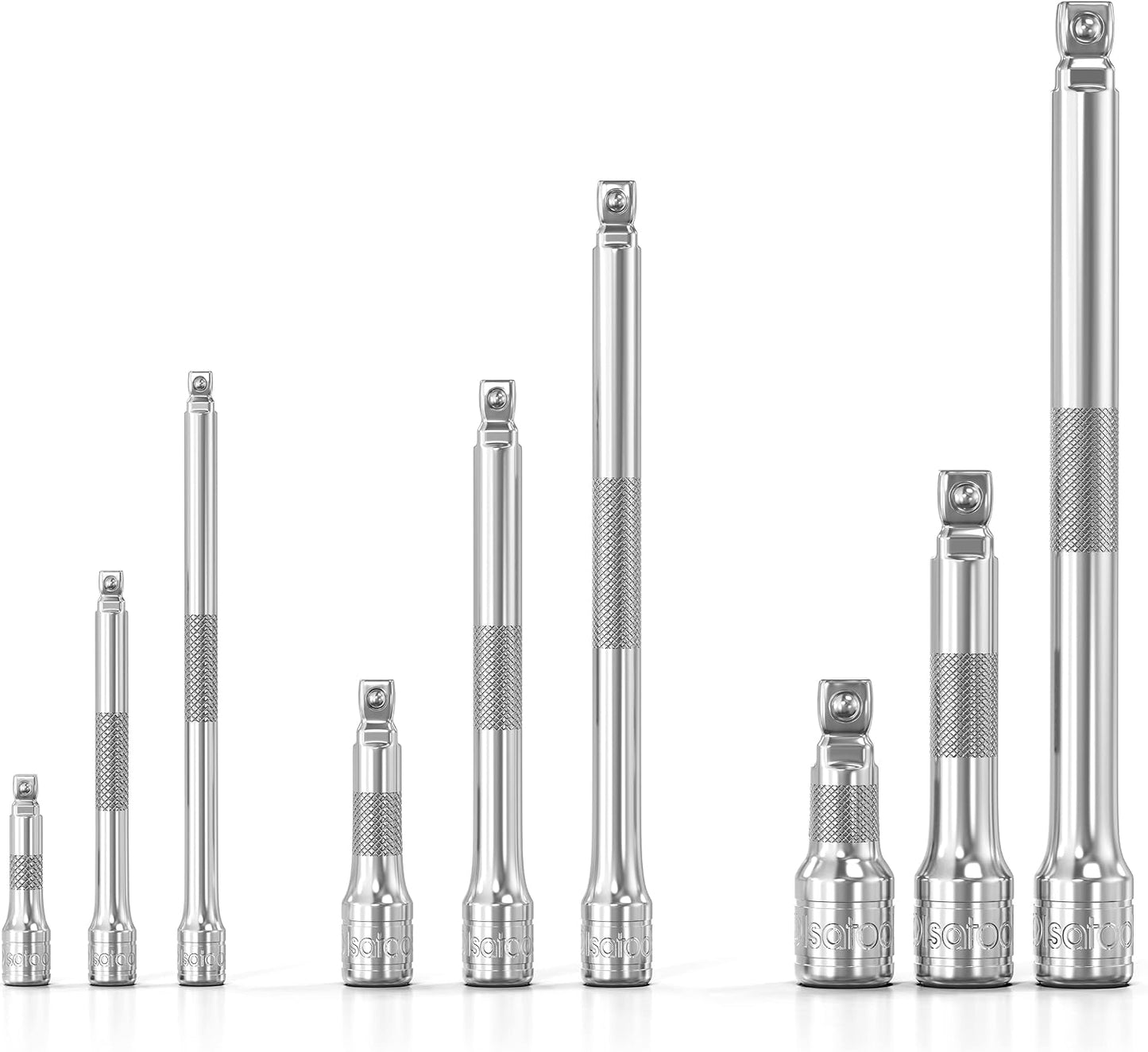 Olsa Tools Wobble Socket Extension Set - 9Pc Cr-V Dual Function Extension Bars - 1/2", 3/8", 1/4" Drive Ratchet Attachments with Non-Slip Grip - High-Performance Garage Tool - Part 1460