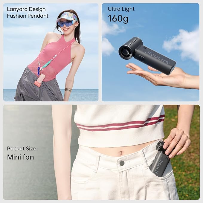 JISULIFE Portable Handheld Fan Life9, Turbo Power High Speed Air, 5 Gear Wind - Image 5
