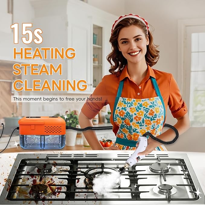 Heavy Duty Handheld Steam Cleaner, 15s Heat-Up, 9-Level Adjustable 2500W - Image 3