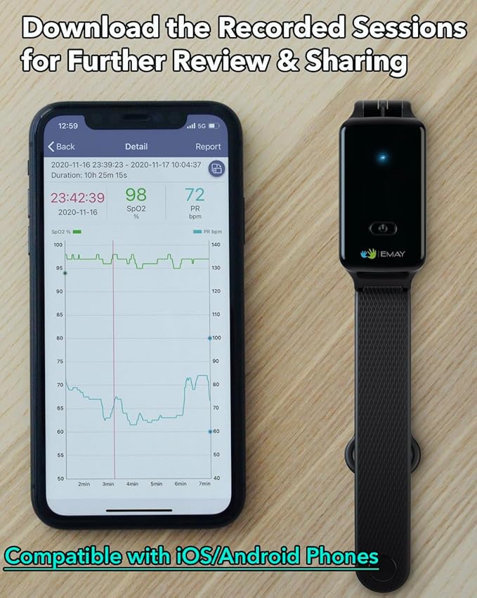 SleepO2 Wrist Recording Pulse Oximeter by EMAY | Continuous Pulse Oximeter to - Image 5