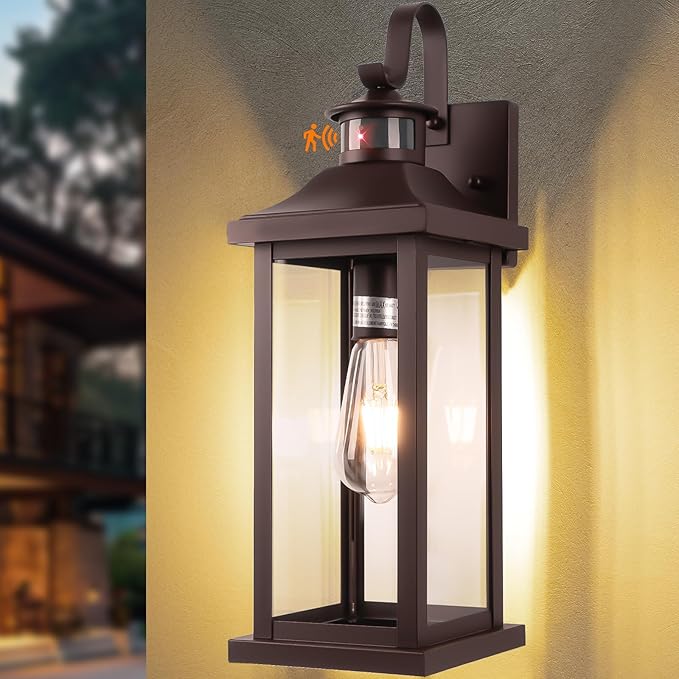 Roravilila 1-Pack 18 Inch Oil Rubbed Bronze Motion Sensor Outdoor Wall Lantern by DiscoverBeautyofLighting