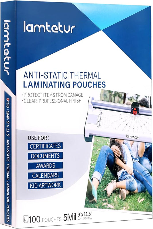 Lamtetur Anti-Static Thermal Laminating Pouches 9x11.5 Inches, Holds 8.5 x 11 by Lamtetur
