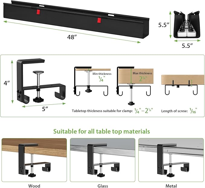 KEEGH Extra Large 48" Under Desk Cable Management Tray - Image 4
