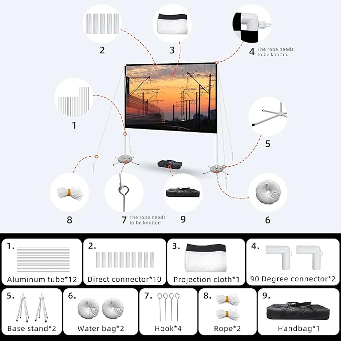 Portable Projector Screen with Stand Outdoor: Camping Projection Screen 80 inch - Image 7