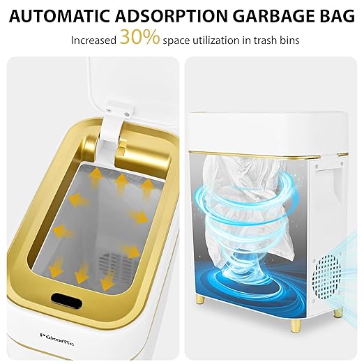 Pukomc 2.3 Gallon / 9L Automatic Adsorption Sensor Trash Can, Slim Fashionable - Image 2