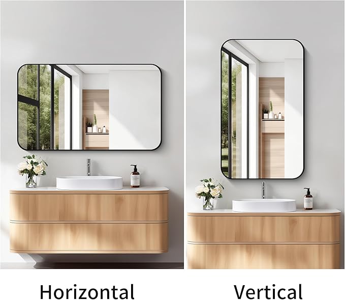 FORBATH Bathroom Mirror for Over Sink 24x40 Inch Black, Rectanglar Wall Mirror - Image 3
