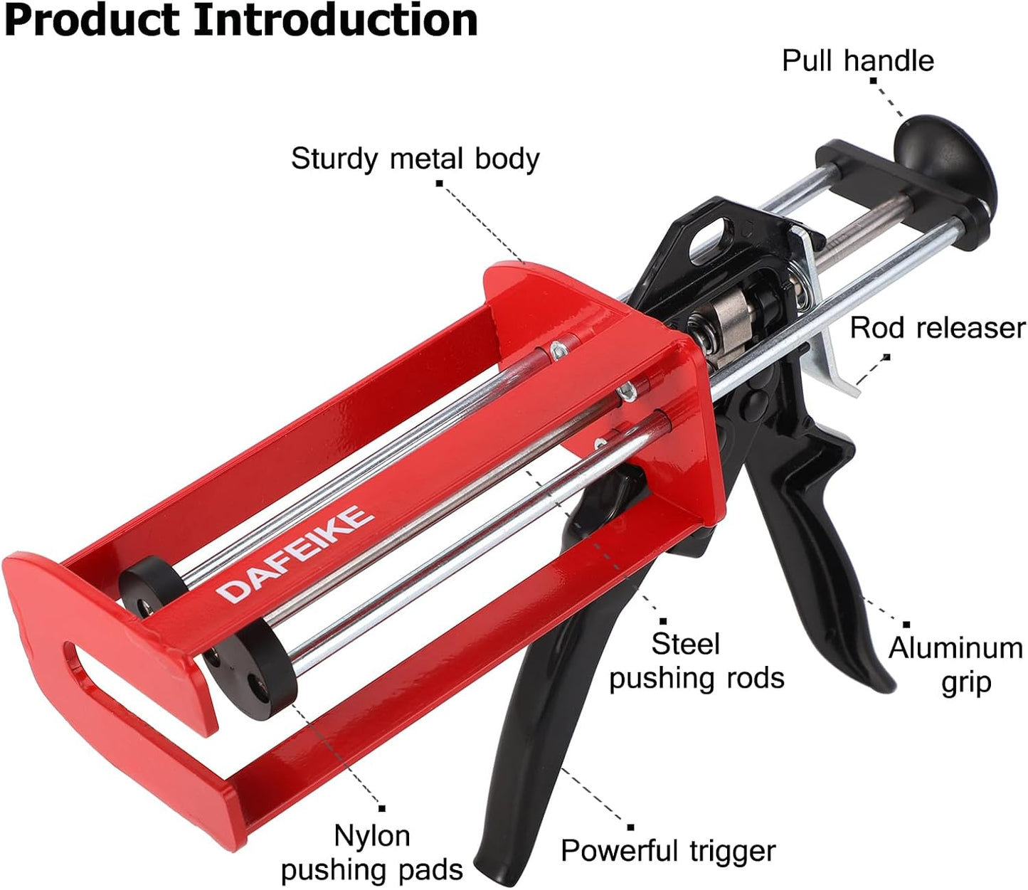 200 ml 6.75 fl oz 1:1 and 2:1 Epoxy Gun Dual Component Caulking Gun Manual Double Cartridge Caulk Gun Panel Bond Adhesive Applicator for 08115 08116, Red