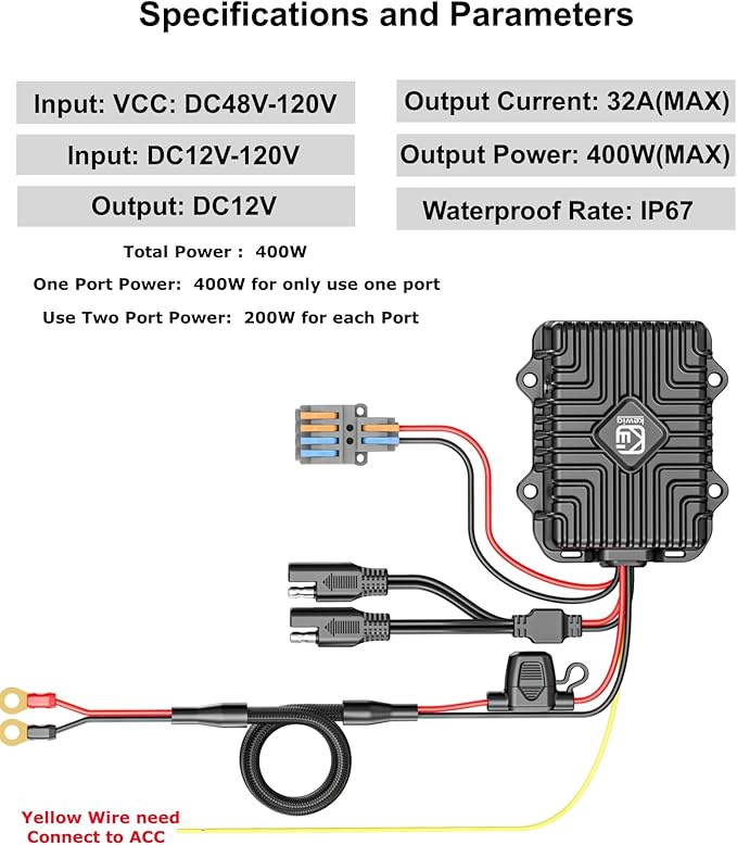 Kewig 400W 32A 12V Golf Cart 48V-120V to 12V Converter Voltage Regulator - Image 2