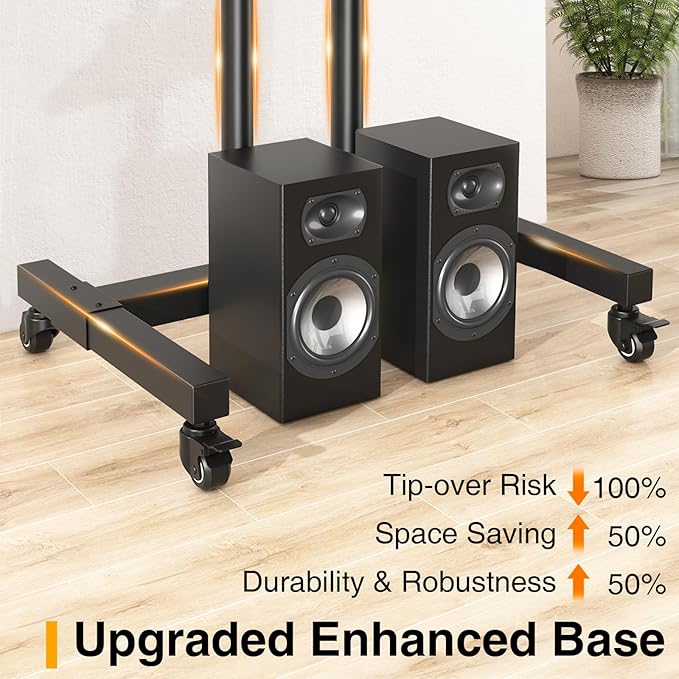 TVON Rolling TV Stand for 32-83 inch Flat Screen/Curved TVs up to 110 lbs - Image 7
