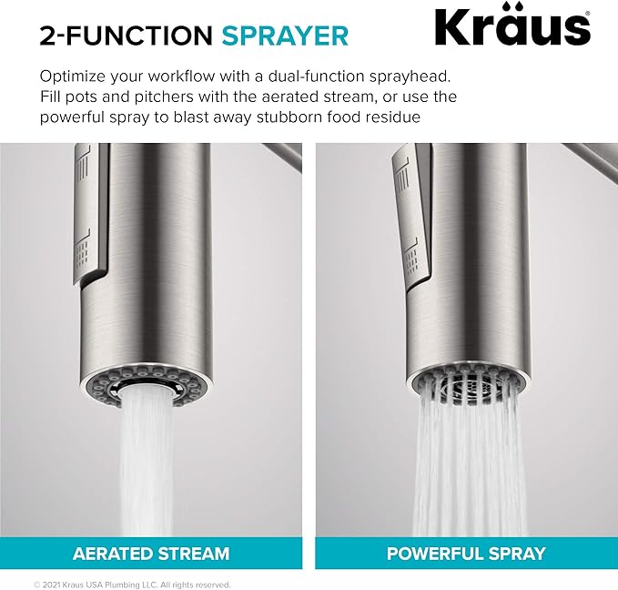 KRAUS Oletto Commercial Style Single Handle Pull Down Kitchen Faucet - Image 8