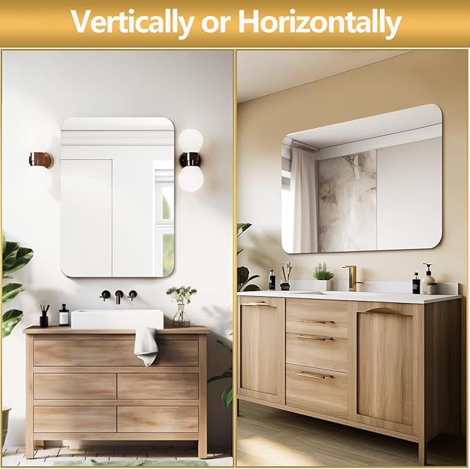 Mirrorons 18x24 Frameless Bathroom Mirror, Rounded Corner Bathroom Vanity Mirror - Image 5