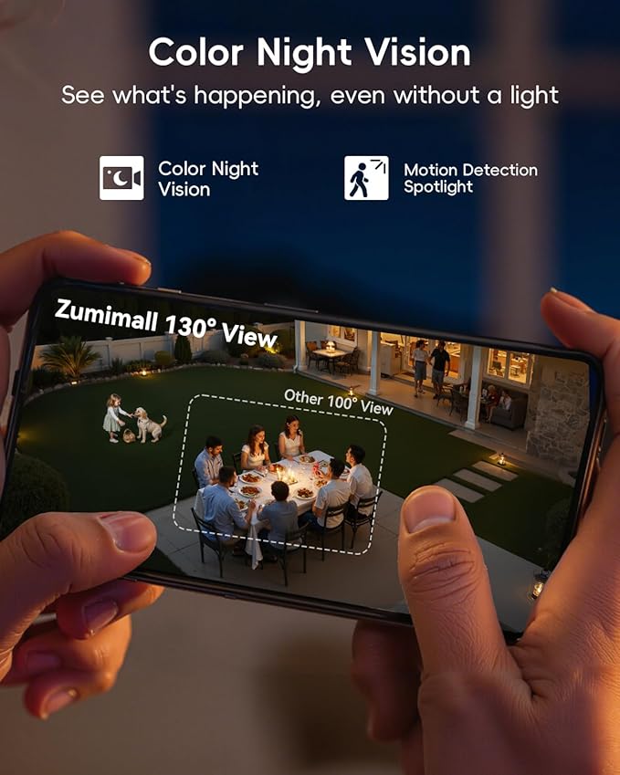 ZUMIMALL 2K Security Cameras Wireless Outdoor, Magnetic Mount, 130° View - Image 3