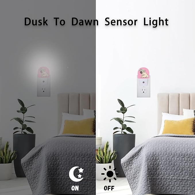 Axxitude Puppy Pug Chamomile Flowers Night Lights Plug into Wall - Image 5