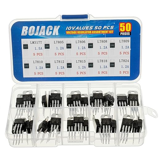 BOJACK 10 Values 50 Pcs LM317 L7805 L7806 L7808 L7809 L7810 L7812 L7815 L7818 by BOJACK