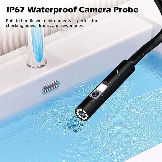 5" Dual-View Handle Endoscope Camera, 2MP Front&Side Lens, IP67 Waterproof 5M - Image 7