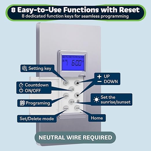 TOPGREENER Digital Astronomic Timer Switch, 7-Day Programmable Sunrise Sunset - Image 3