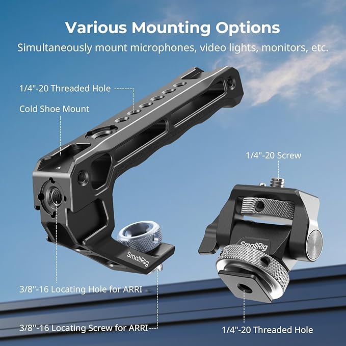 SMALLRIG Top Handle with Monitor Mount Kit, with 3/8"-16 Locating Holes - Image 6