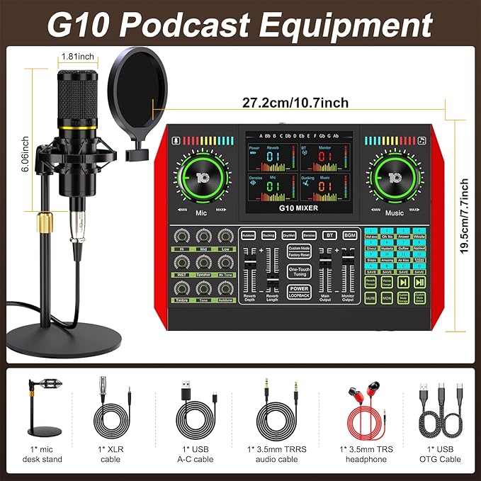 Podcast Microphone Bundle with Live Sound Card Audio Mixer, Podcast Equipment - Image 2