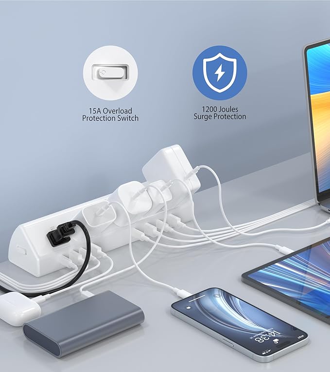 45W Fast Charging Station, Desk Clamp Power Strip, 4 PD USB-C Ports, 5 AC - Image 5
