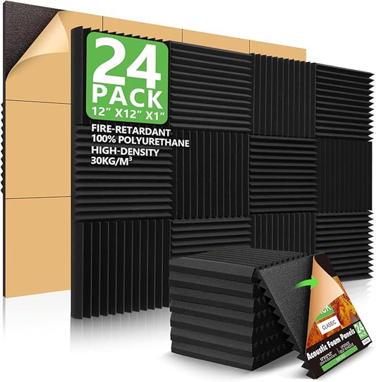 24 Pack Acoustic Panels, Sound Proof Foam Panels, Self-Adhesive Soundproof Wall by DMSKY