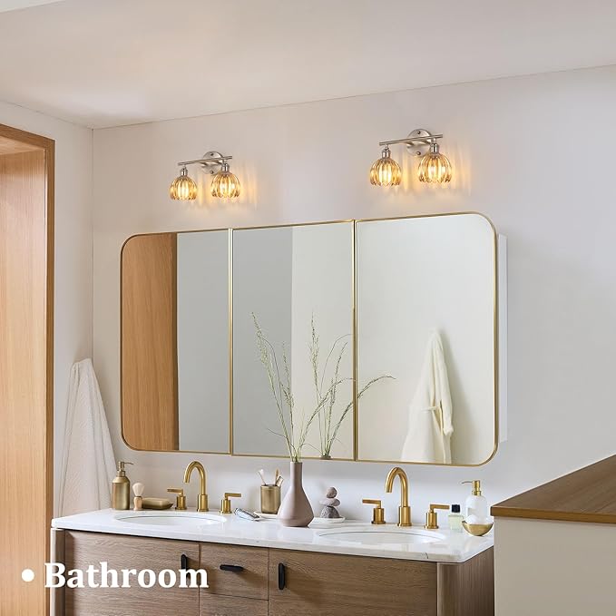 Shenmoyl Bathroom Light Fixtures, 2-Light Vanity Wall Light Over Mirror - Image 2