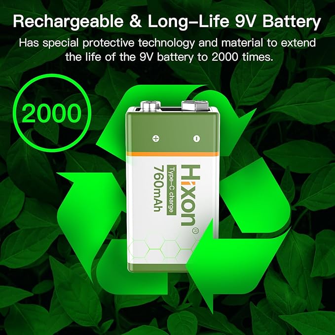 Hixon USB 9V Rechargeable Lithium Batteries - Image 5