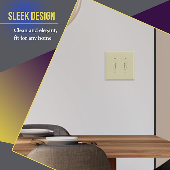 ENERLITES Toggle Light Switch Wall Plate, Gloss Finish, Midway Size 2-Gang - Image 3