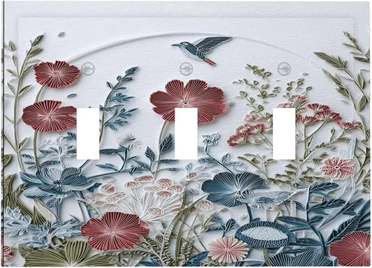 Bvtewkhz Wildflowers Flowers Floral Plants 3 Gang Triple Toggle Wall Plate by Unknown