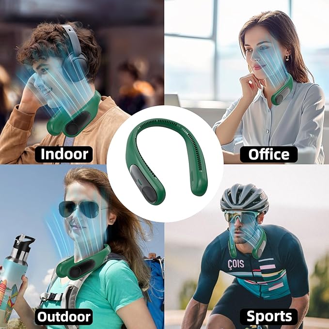 Portable Neck Fan, Personal Wearable Bladeless Fan, LED Display, 6000mAh USB - Image 7