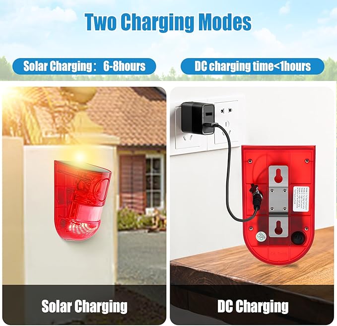 Qualirey 8 Pack Solar Sound and Light Alarm Motion Sensor 129db Outdoor - Image 5