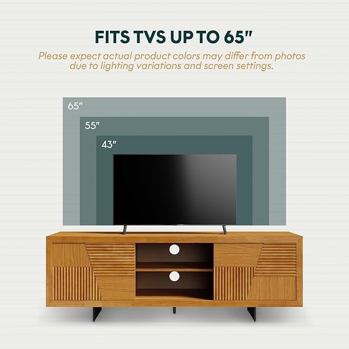 Bme Trapeze TV Stand for Living Room – Wooden Media Console - Image 4
