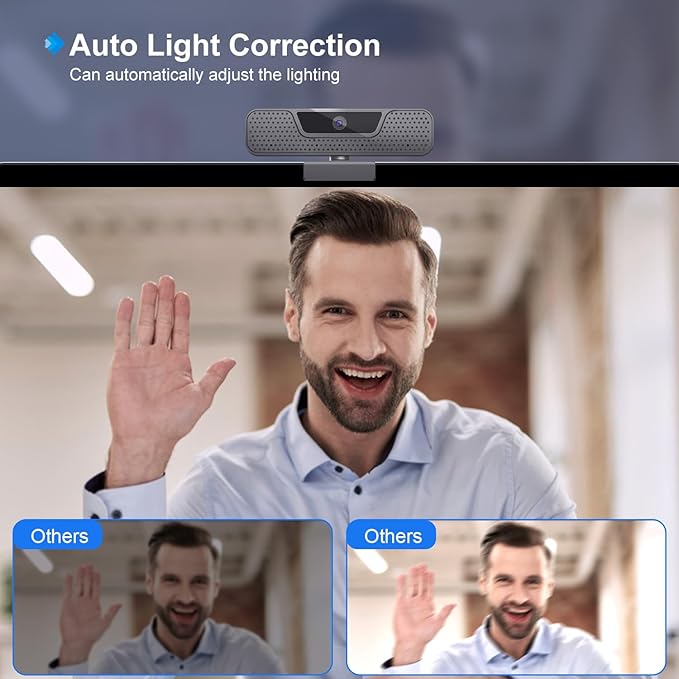 4K Auto Focus Webcam for PC, 4 AI Noise-Canceling Mics UHD Web cam, Auto Light - Image 5