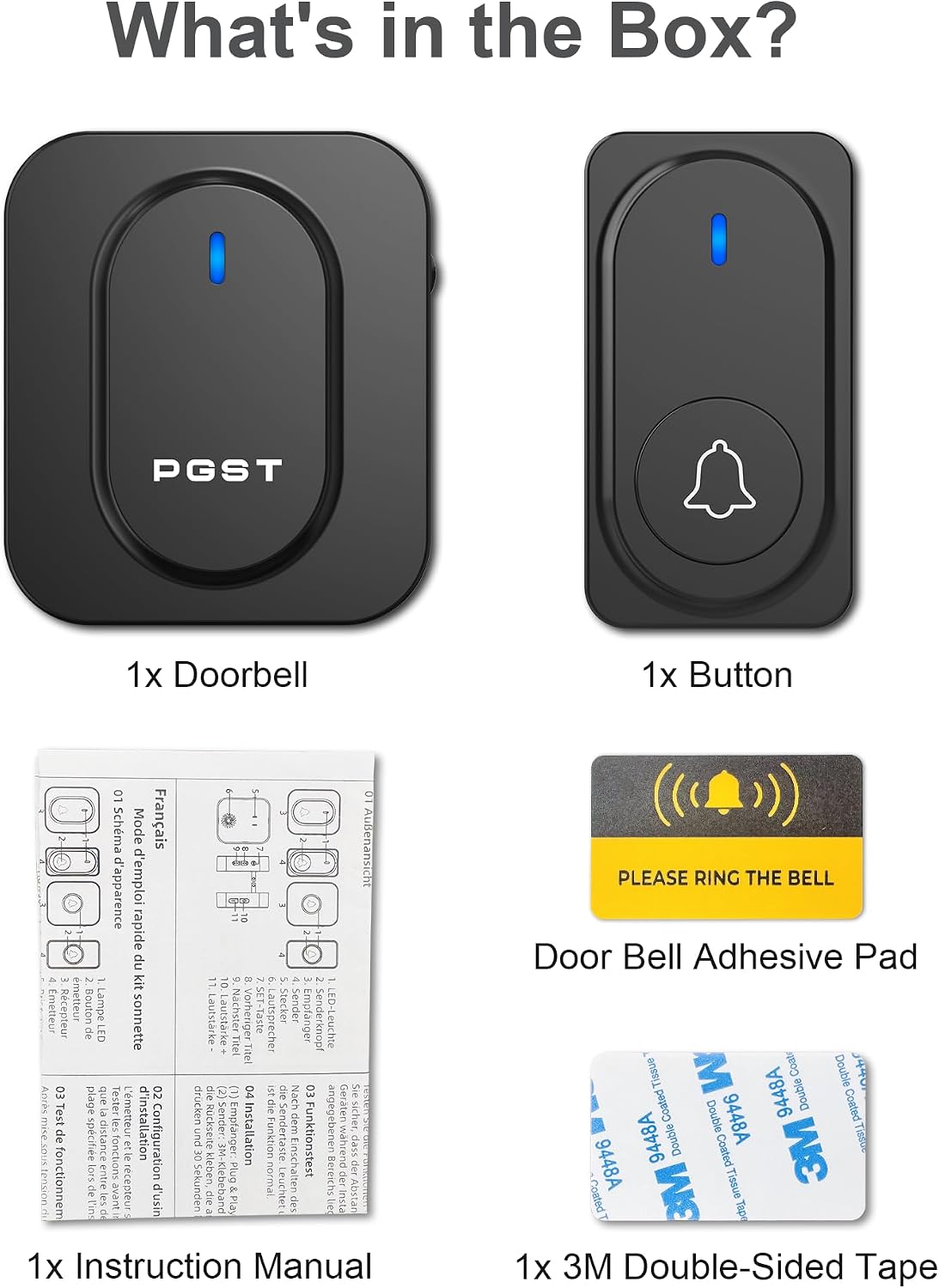 PGST Wireless Doorbell for Home,1000Ft Range & 36 Chimes Battery Doorbell | Works Right Out of the Box,Easy installation,7-Level Volume Control,Waterproof Door Bell,Memory Function,for Home/Kids/Office