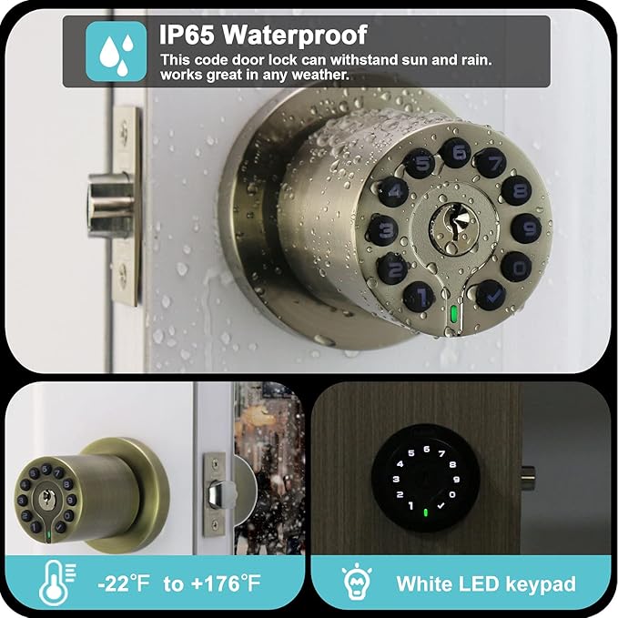 iulock IU-20 Code Door Lock, Electronic Door Knob - Image 4