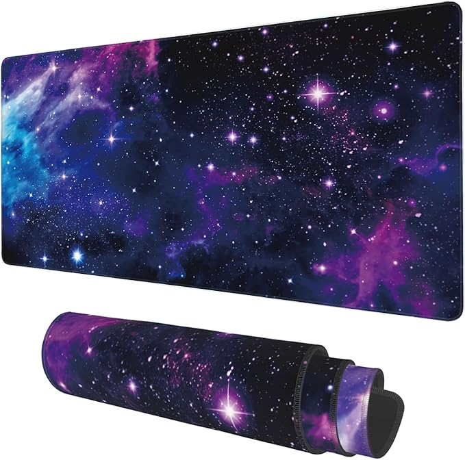 Desk Mat, Galaxy Nebula Universe Space Extended Gaming Mouse Pad Large by KOAIWPAE