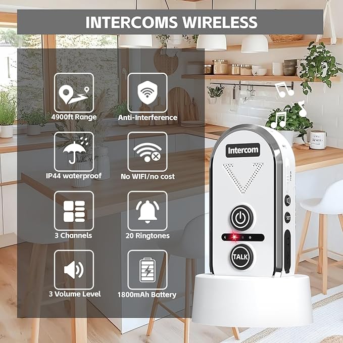 PANDAAR Intercoms Wireless for Home, 2 Way Intercom Communication 4900ft Long - Image 2
