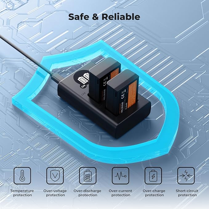 K&F CONCEPT 1600mAh EN-EL25 Battery 2-Pack EN-EL25A Battery and Dual LCD - Image 5