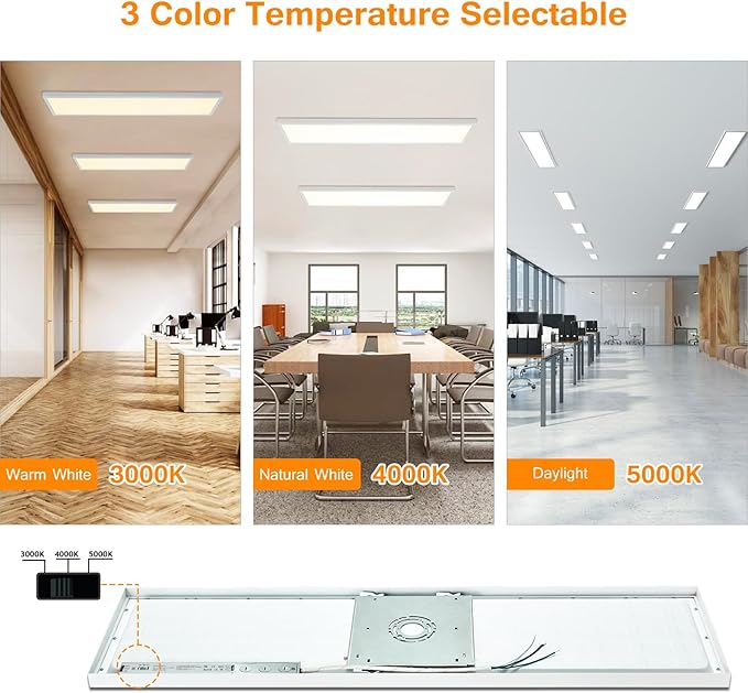 Mcacggo 1x4 LED Flat Panel Light Surface Mount, 3000K-4000K-5000K Selectable & - Image 3