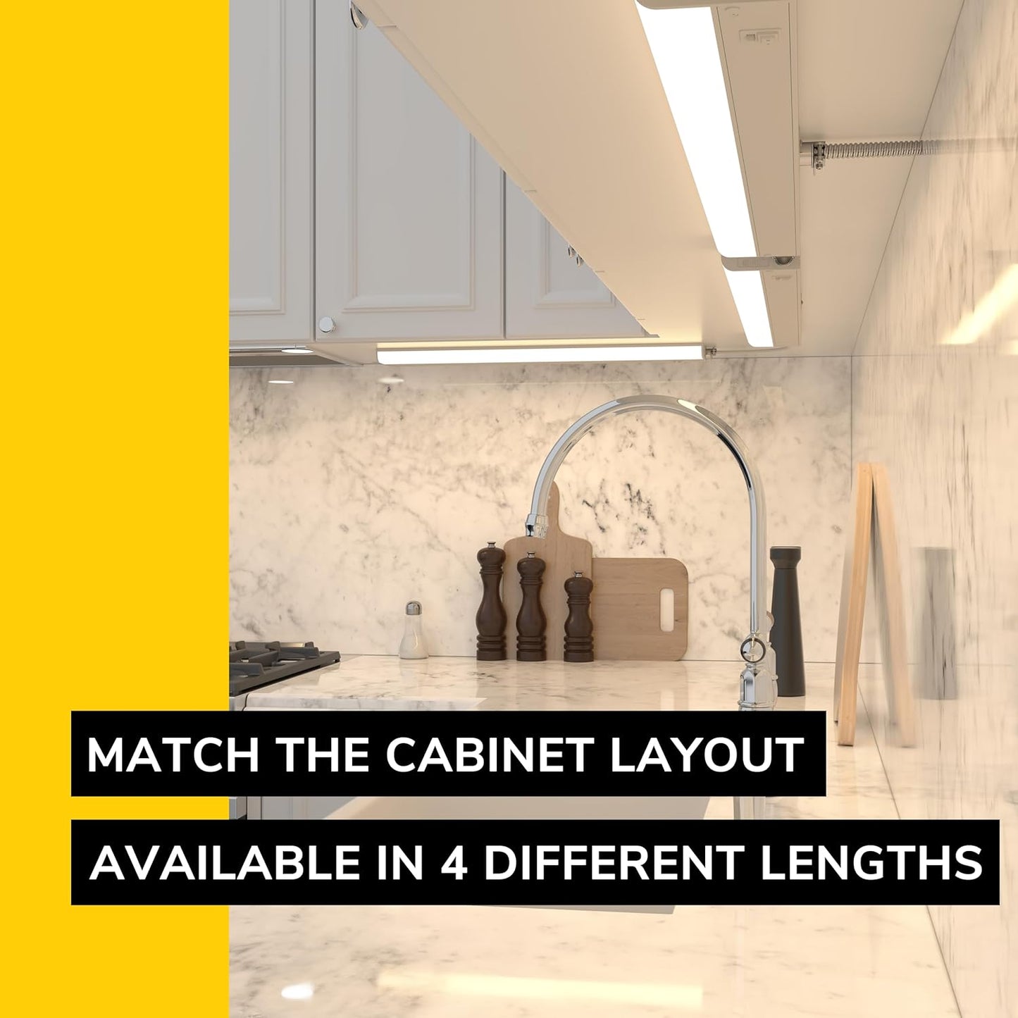 GETINLIGHT Dimmable Hardwired Only 3 Color Under Cabinet LED Lights, 24-inch, Soft White(3000K), Bright White(4000K), Daylight White(5000K), Matte White Finished, ETL Listed, IN-0201-13-WH-345K