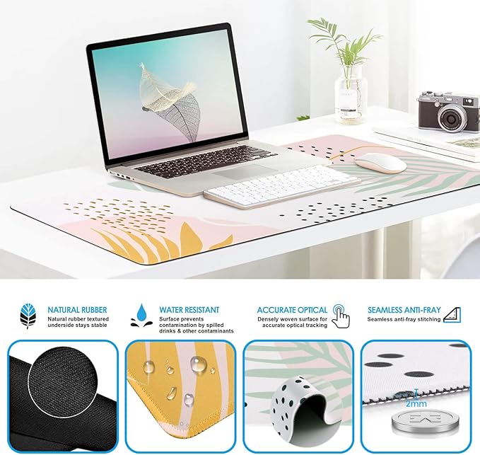 iCasso Desk Mat, Gaming Mouse Pad Wrist Support Set, 4in1 XXL Large Mousepad + - Image 6