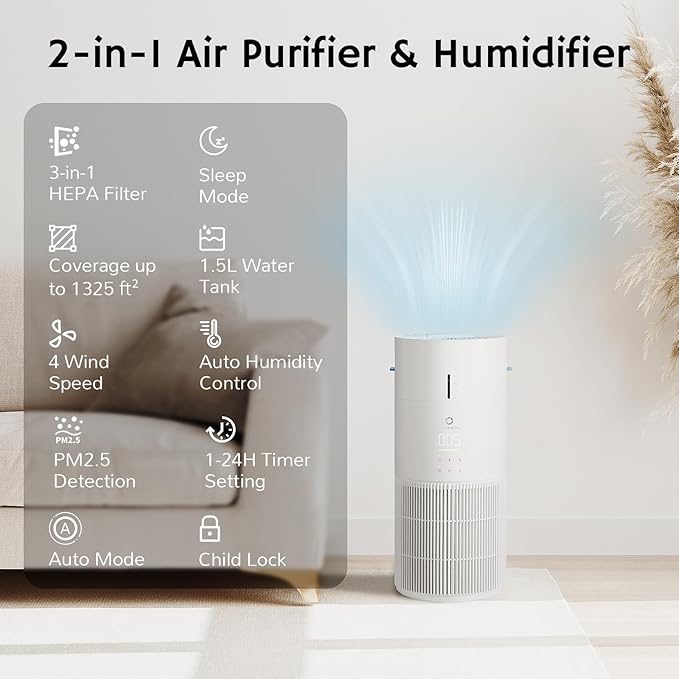 Airthereal 2-in-1 Air Purifier and Humidifier Combo - Image 2