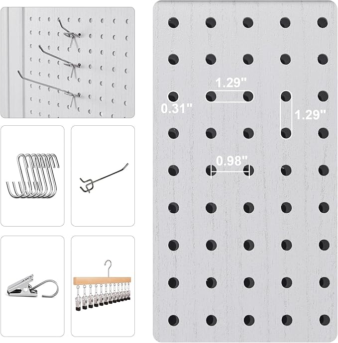 Pegboard Display, 5.6Ft Wooden Room Divider Folding Privacy Screens Portable - Image 8