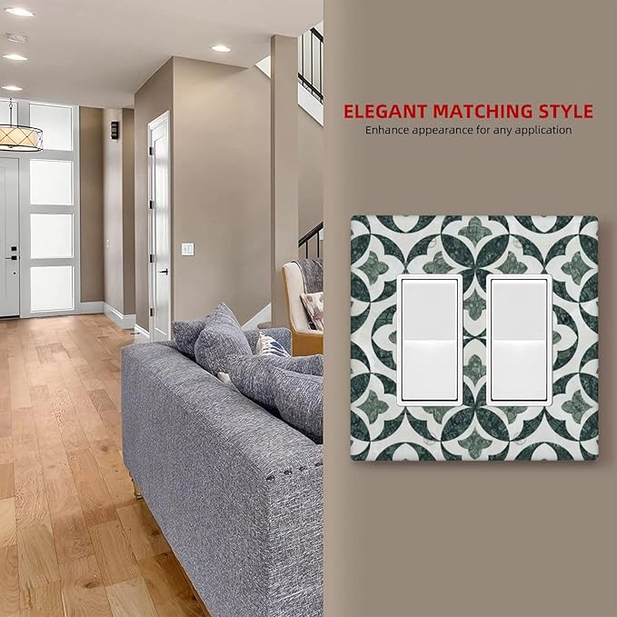 Bvtewkhz Green Luxury Modern Cubic Marble 2 Gang Double Rocker Decorative Light - Image 6