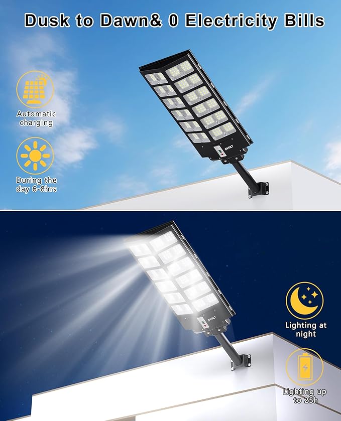 JAYNLT Y-9800W Solar Street Lights Outdoor, 6500K Commercial Parking Lot Lights - Image 3