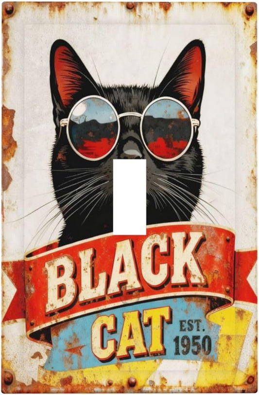 Bvtewkhz Black Cat Vintage 1 Gang Single Toggle Decorative Outlet Covers Light by Unknown