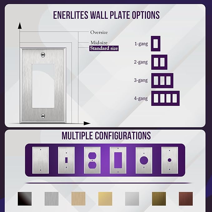 ENERLITES Decorator Switch or Receptacle Outlet Metal Wall Plate, Corrosion - Image 5