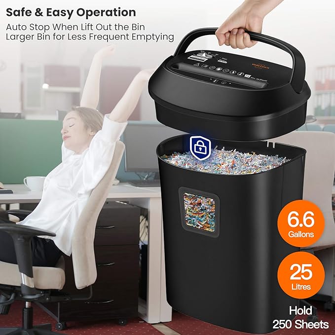 VidaTeco Paper Shredder 14-Sheet Cross-Cut Shredder - Image 6