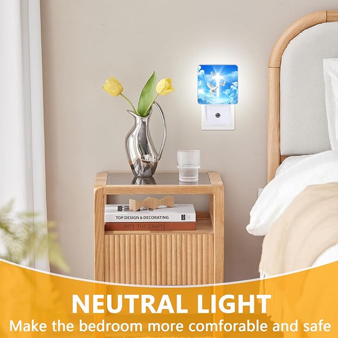 GANTINIR Cross Heaven Night Light, Plug-into Blessed Nightlight White LED Lamp - Image 3