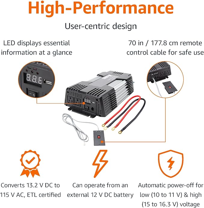 Amazon Basics 1000W Car Power Inverter - 12V to AC 110V - Image 3