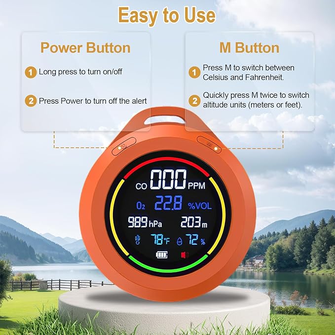 Portable Carbon Monoxide Detectors, 6-in-1 CO Detector, - Image 6
